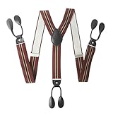 WILsem Vintage-Hosenträger für Herren, Knopfende, schwarzes PU-Leder, Y-Rücken,...