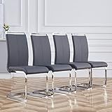 Merax Freischwinger Schwingstuhl 4er Set, Esszimmerstühle mit PU Kunstleder und...