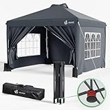 VOUNOT Pavillon 3x3m Wasserdicht Stabil Winterfest, Pop Up Faltpavillon mit 4...
