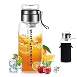 Mymanjerfu Glasflasche 1 liter /1l - Wasserflasche Trinkflasche Glas mit...