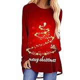 NSICBMNO Weihnachts-T-Shirt für Damen – lustig, übergroß, Weihnachtsbaum,...