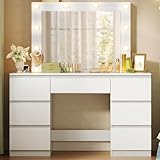 WOLTU Schminktisch mit LED-Beleuchtung, einstellbare Helligkeit, Kosmetiktisch...