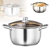 Kochtopf Groß 26cm, 5 Liter, Edelstahl Kochtopf Induktion mit Glasdeckel, Suppentopf mit...