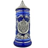 EVERSTYLE Bierkrug mit Deckel 0,7L – Deutschland Steinkrug mit Spitzdeckel und...