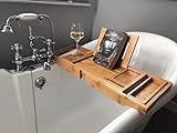 bathbü Luxus Badewannenablage aus 100% Bambus | Ausziehbare Arme (63-93cm),...