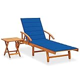 ZEYUAN Sonnenliege mit Tisch und Auflage, Gartenliege, Liegestuhl, Sonneninsel Outdoor,...