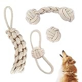 Hundespielzeug Seil mit Knoten Ball, 4 Stück Kauen Hundespielzeug, Welpen Spielzeug für...
