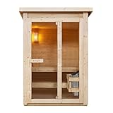 Artsauna Outdoor Sauna Varberg 145 x 150 cm mit 4,5 kW Ofen & Zubehör - Fichtenholz...