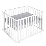 roba Laufgitter 75 x 100 cm - Baby Spielgitter + Einlage roba Style grau - 3-fach...