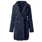 Fleece-Bademantel für Herren, Flanell-Bademantel, einfarbig, volle Länge, mit Gürtel,...