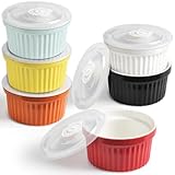 homEdge Auflaufförmchen-Set aus Porzellan mit Deckel, 240 ml, Eisschale, Creme Brûlée...