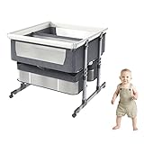 Co-Sleeping Babybett, Zwillinge mit Aufbewahrungskorb, 6 höhenverstellbare Schlafbetten...