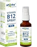 APOrtha® Vitamin B12 veganes Spray, 500 µg Methylcobalamin, 25 ml, Mundspray...