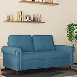 SKM 2-Sitzer-Sofa Blau 120 cm Samt,Möbel,Sofas,Blau,22.8KG,359528