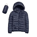 Generisch Daunenjacke Damen Warme Winterjacke Schlicht Thermal Übergangsjacke mit Kapuze...
