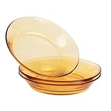 Glasteller Klein amber 19cm, Salatteller Glas 3er Set, langlebig Salat Vorspeisenteller...