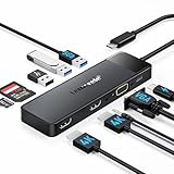 Docking Station USB C Hub 3*Display- 11 in 1, (2025 Upgrade) Lemorele USB C Dock 2*HDMI...