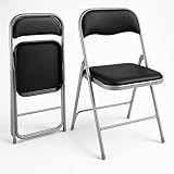HAEST - Klappstühle 2er Set, Klappstuhl gepolstert mit Metallrahmen & Kunstleder,...