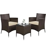 Yaheetech Balkonmöbel Set, Gartenmöbel-Set 3 TLG. inkl. 2 Stühle mit...