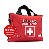 FLEXEO Erste Hilfe Set (103-teilig) gefüllt mit Sofort-Kältekompressen,...