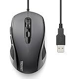 TECKNET Maus mit Kabel, 6400DPI Optical Business Mouse Ergonomische...