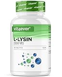 L-Lysin - 365 Tabletten - Hochdosiert mit 2000 mg L-Lysin HCL pro Tag - Aus pflanzlicher...