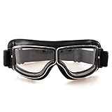 evomosa Motorradbrille PU Leder Sonnenbrillen Sportbrille Retro Radbrille für ATV Bike...