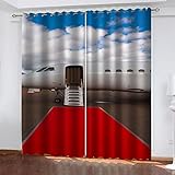 LAMPPE Gardinen Wohnzimmer Schlafzimmer 3D Roter Teppich Flughafen Muster H 150 X B 60 cm...