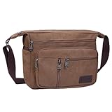BOMKEE Umhängetasche Herren, Messenger Bag Groß Leinwand Schultertasche...