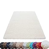 HomebyHome Shaggy Hochflor-Teppich Langflor Wohnzimmerteppich Soft Einfarbig in...