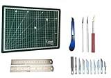 Geryloop Schneidematte-Set A4 mit 13tlg. Bastelmesser, Cuttermesser und Stahllineal 150...
