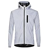 Agolu Reflektierend Fahrradjacke mit Kapuze, Wasserdicht Atmungsaktiv Damen Herren Unisex...
