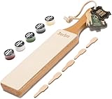 Bacher Premium Leder Streichriemen Abziehleder für Messer set mit 4 x 7g Polierpaste....