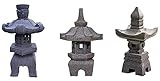 IDYL 3er Set | 2X Stein-Laterne Lampe Yukimi aus Lavastein Verschiedene Ausführungen 50...
