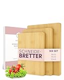 Bambus Schneidebrett aus Holz - 3er Set- Natürlich ohne Farbe oder Lack |...