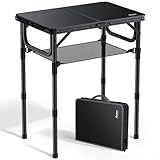 Anbte Campingtisch Klappbar 60x40cm Aluminium Rahmen 3 Höhenverstellbar...