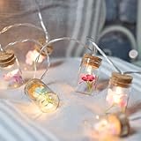 Lights4fun 10er LED Flaschen Lichterkette mit Blumen Lichterkette warmweiß Timer Batterie...