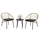 Outsunny 3-TLG. Rattan Gartenmöbel-Set, Balkonmöbel-Set mit Couchtisch, 2 Stühlen,...