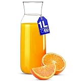 KONZEPT Wasserkaraffe ohne Deckel, Glaskaraffe 1 liter, Karaffe ideal für...