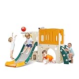 hoopyosms Kinder Rutsche Mit Klettergerüst, Basketballkorb Und Tunnel,...