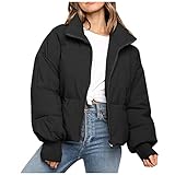 Generisch Winterjacke Damen lang warm kurz Daunenjacke schwarz leichte, 2025 Herbstjacke...