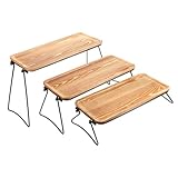 TOPBATHY 1Satz Holztablett mit Ablage Rustikales Serviertablett aus Holz für Couchtisch...