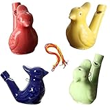 4 Stück Keramische Vogelpfeife, ZoneYan Vogelwasserpfeife Bunt, Vogelpfeife Kinder Set,...