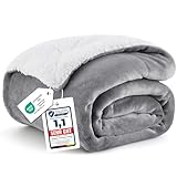 BEDSURE Decke Sofa Kuscheldecke Grau - warm Sherpa Sofaüberwurf Decke, Dicke...