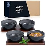 Moritz & Moritz VIDA 4x Dip Schalen Set mit Brett - 10cm Ø - 4 Dipschalen...