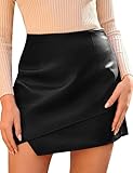 PU Leder Rock für Damen Frauen Elegant Hohe Taille Täglich Büro Mini...