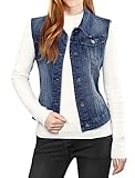 Allegra K Damen Jeansweste Ärmellos Knopfleiste Sommer Denim Revers Jacke...