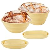 ABuff Banneton Brotgärkörbe, Silikon-Sauerteig-Brot-Backzubehör, Set mit 4 faltbaren...