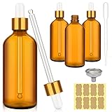 ComSaf Pipettenflasche 100 ml Tropfflasche Braunglasflasche 4oz 4 Stück mit 1 Trichter...