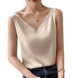 Damen Satin Top Ärmelloses Verstellbares Spaghettiträger-Leibchen Sexy Crop Top für...